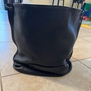 Authentic Longchamp large leather navy blue “ bucket bag”